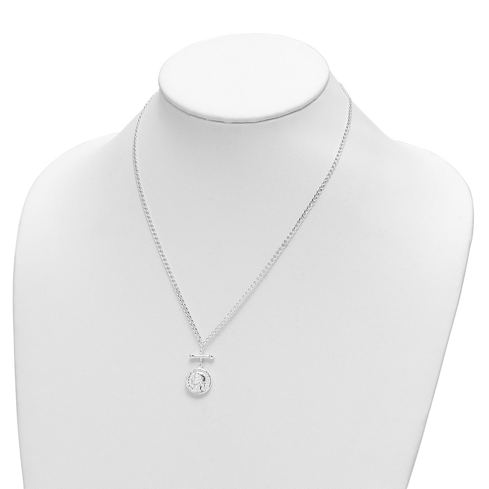 Sterling Silver Replica Roman Coin Necklace (QG5991-18)