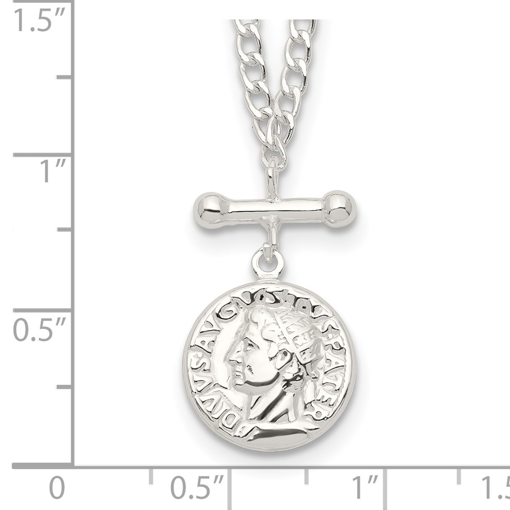 Sterling Silver Replica Roman Coin Necklace (QG5991-18)