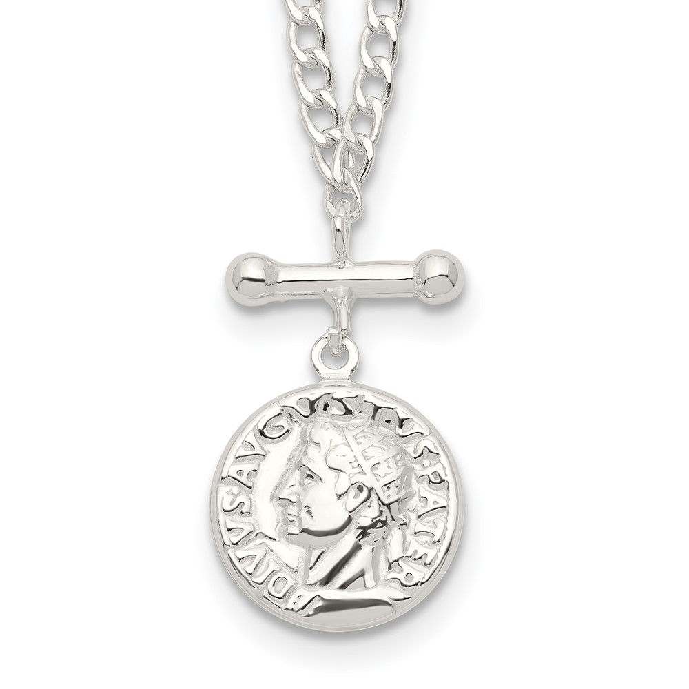 Sterling Silver Replica Roman Coin Necklace (QG5991-18)