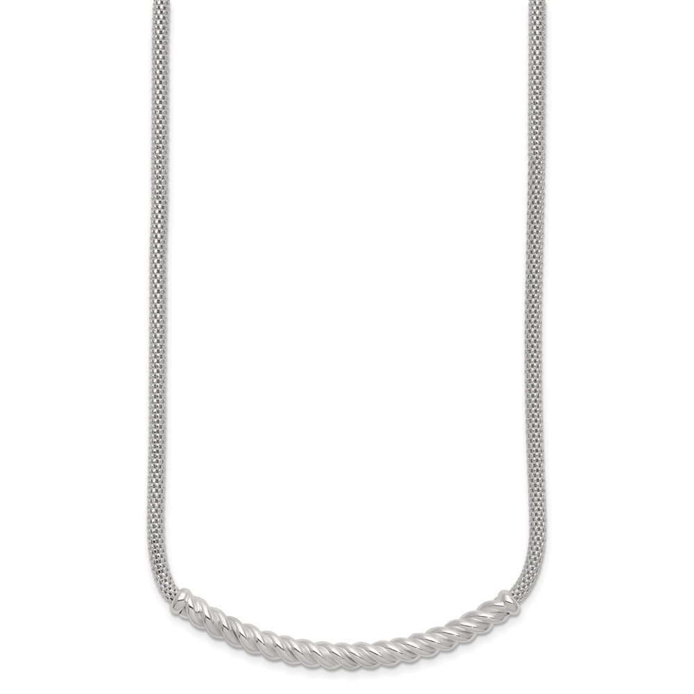 Sterling Silver Polished Twisted Bar Necklace (QG5994-18)