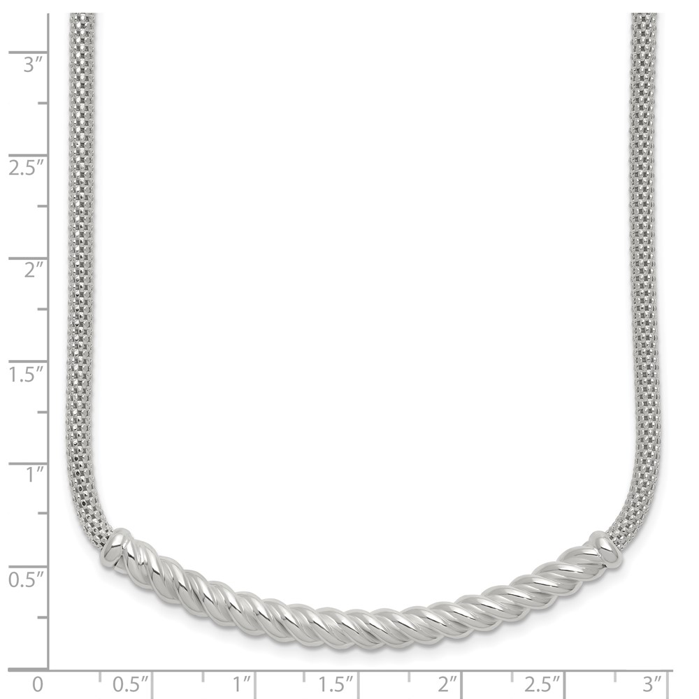Sterling Silver Polished Twisted Bar Necklace (QG5994-18)