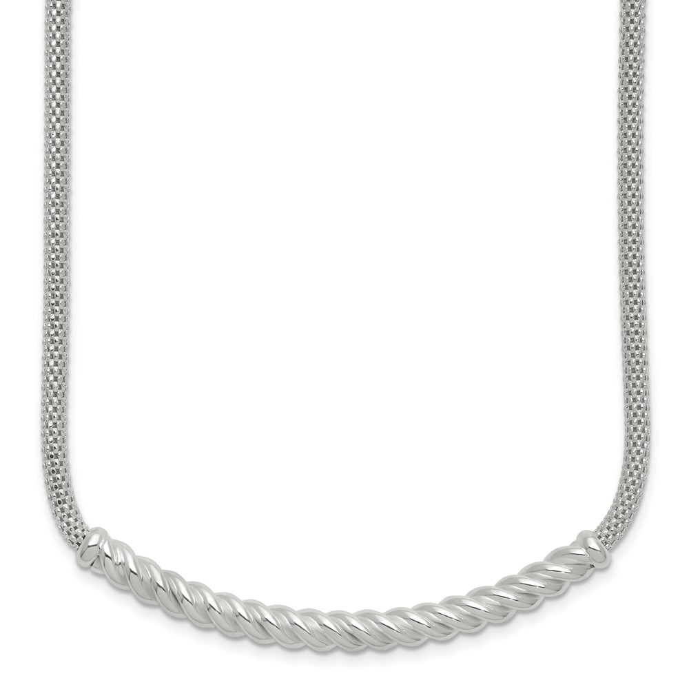 Sterling Silver Polished Twisted Bar Necklace (QG5994-18)