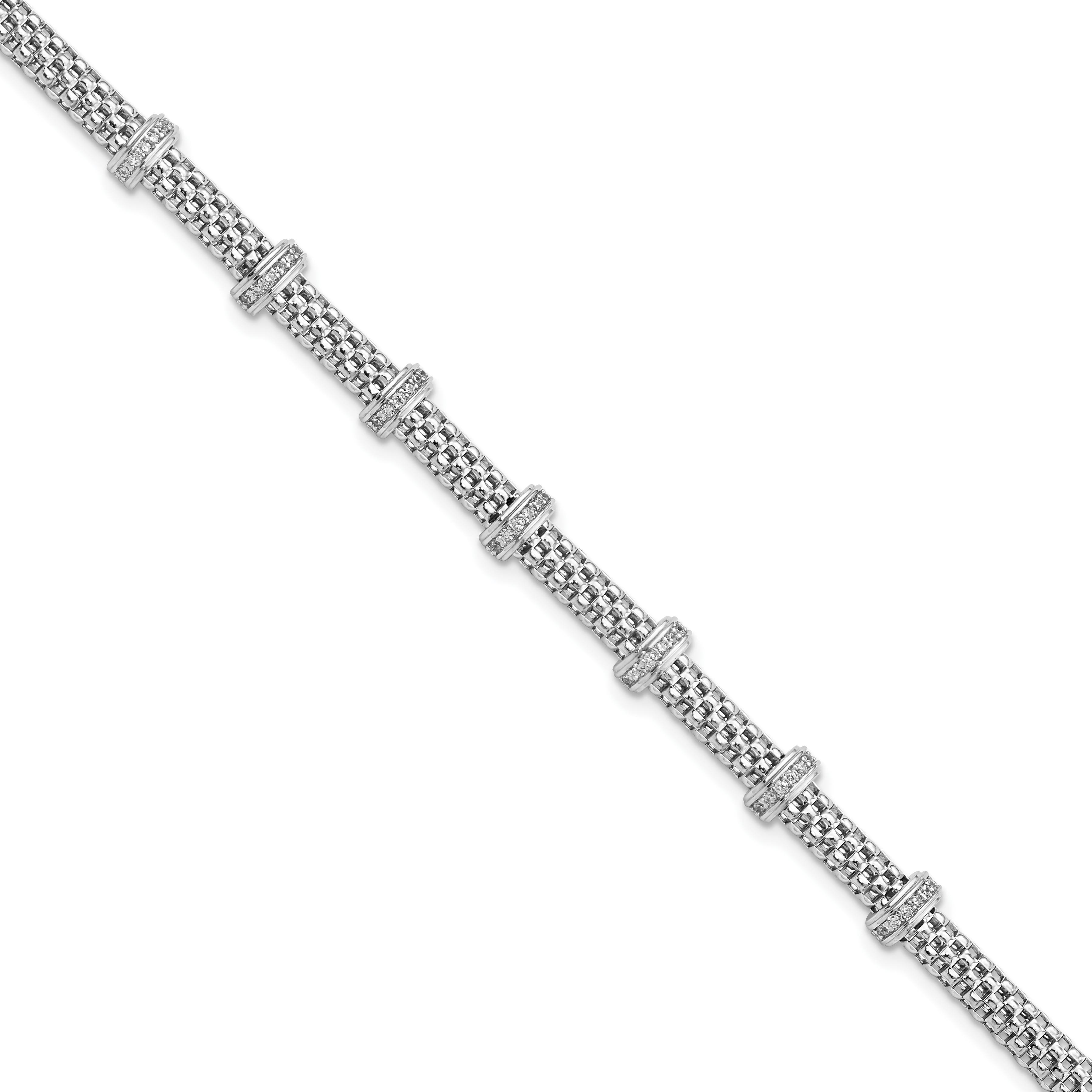 Sterling Silver Rhodium-plated Polished CZ Bracelet (QG5999-7.5)