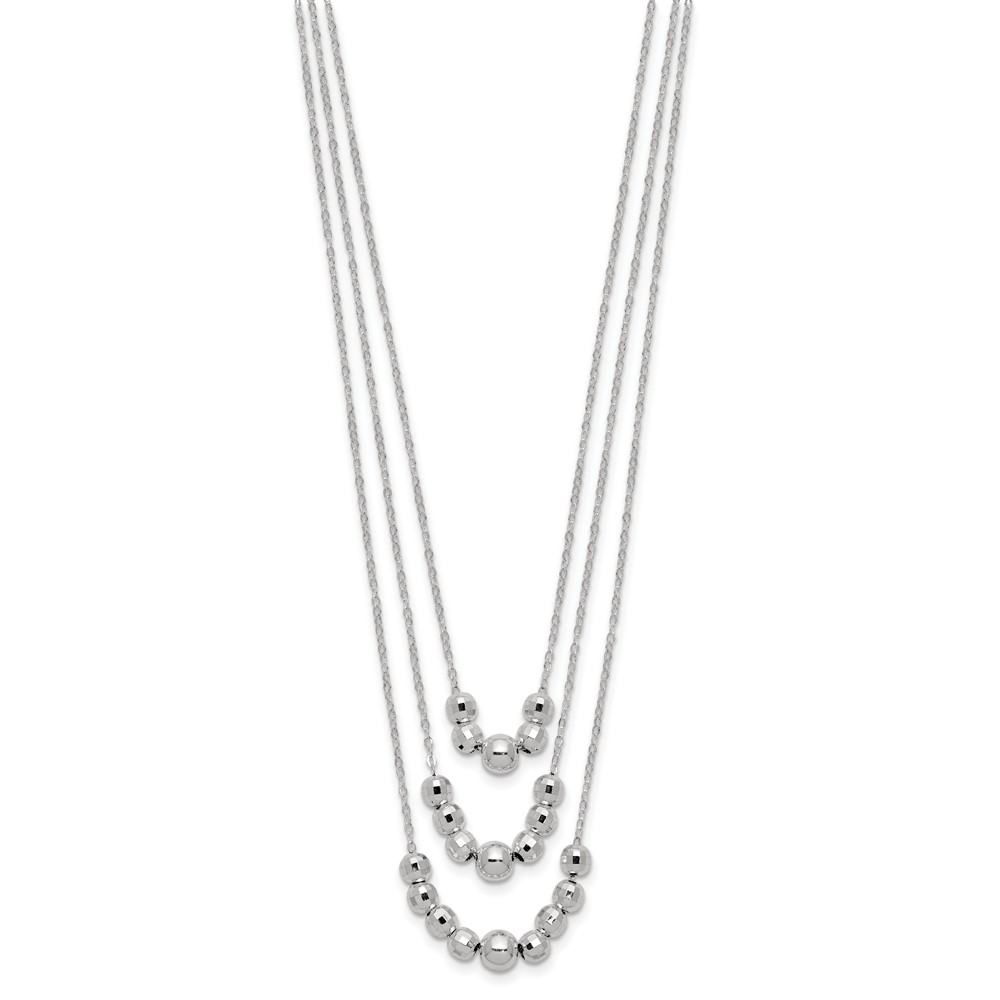 Sterling Silver Polished 3-Strand Beaded Necklace (QG6006-16)