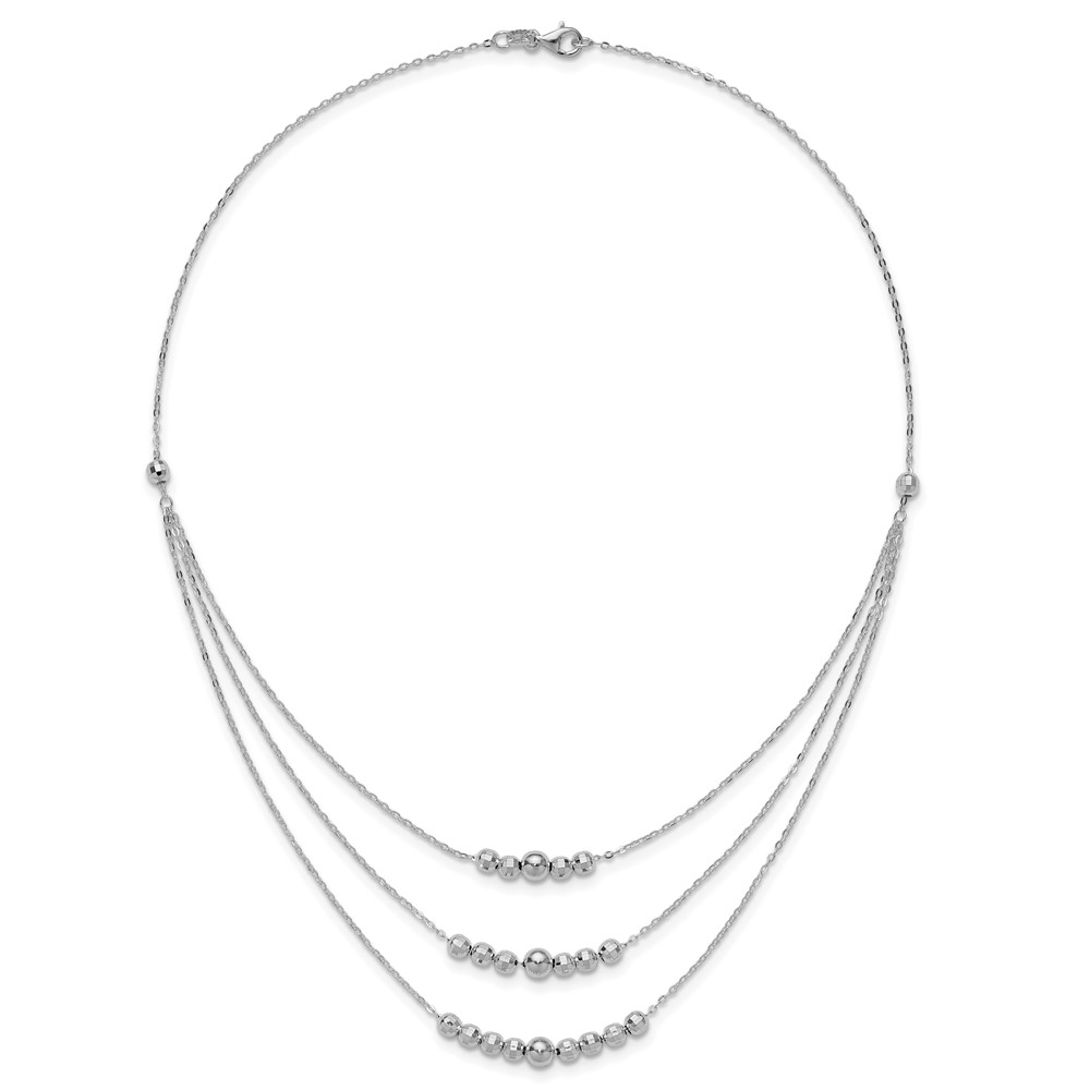 Sterling Silver Polished 3-Strand Beaded Necklace (QG6006-16)