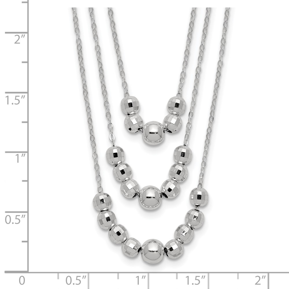 Sterling Silver Polished 3-Strand Beaded Necklace (QG6006-16)