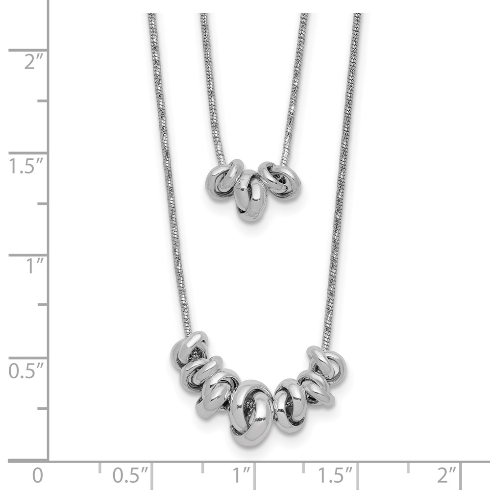 Sterling Silver Double Rings 2-Strand w/2 in ext Necklace (QG6007-15.5)