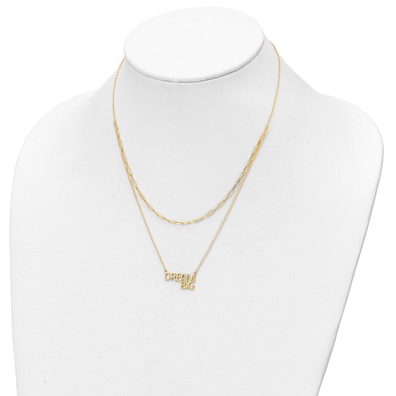 Sterling Silver Gold-tone Dream Big Double Necklace