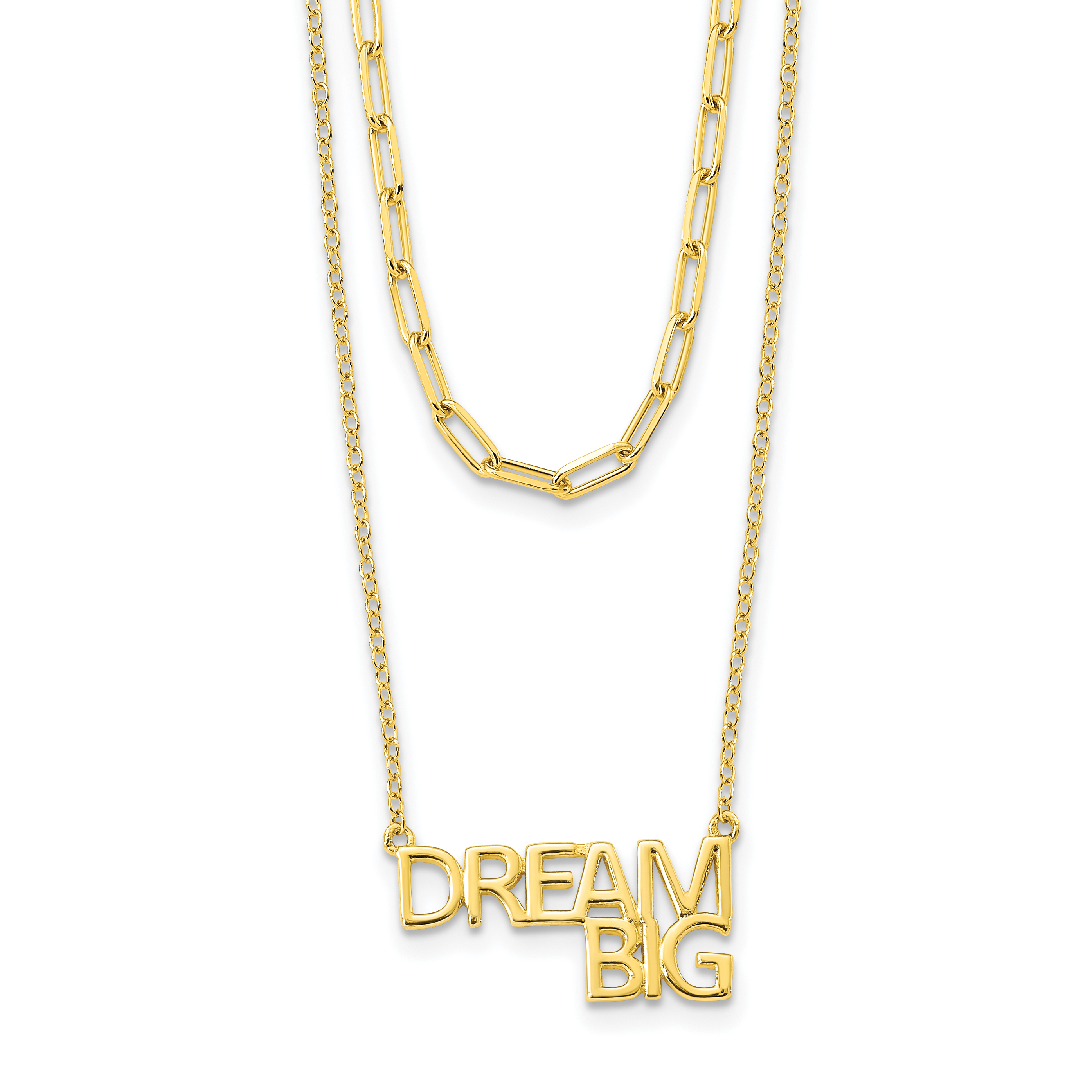 Sterling Silver Gold Tone Dream Big Double Necklace (QG6008-16)