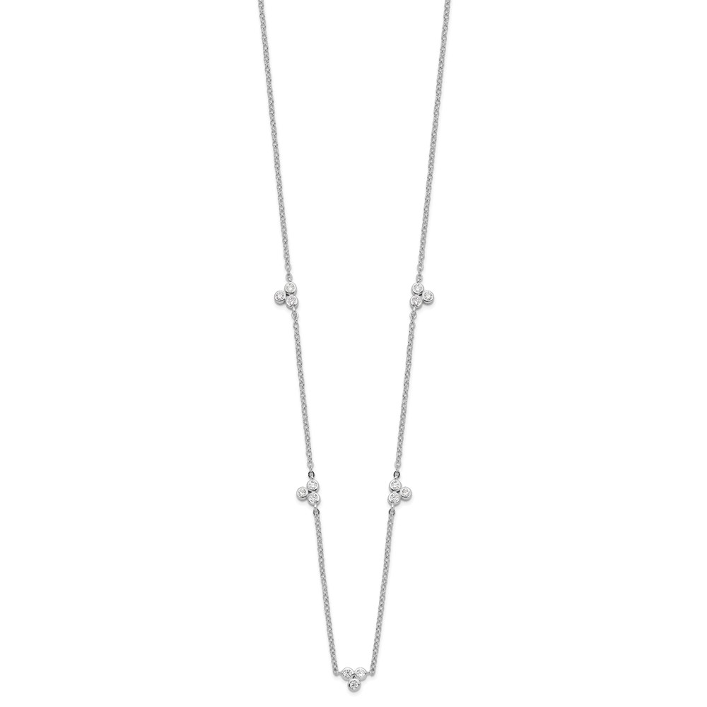 Sterling Silver Rhodium-plated Polished CZ 5 Stations Necklace (QG6009-18)