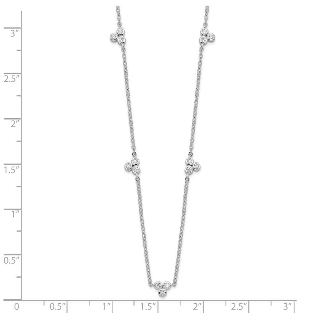 Sterling Silver Rhodium-plated Polished CZ 5 Stations Necklace (QG6009-18)