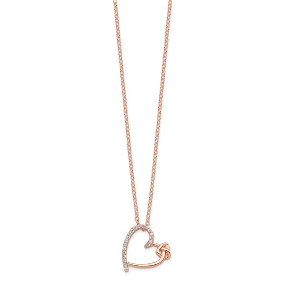 Sterling Silver Heart with CZ Necklace