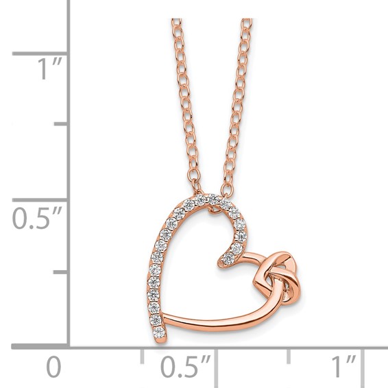 Sterling Silver Heart with CZ Necklace
