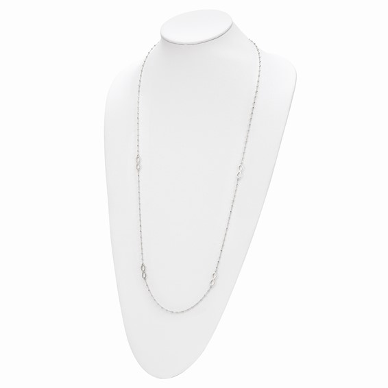 Sterling Silver Polished Beaded Infinity w/1 in ext. Necklace