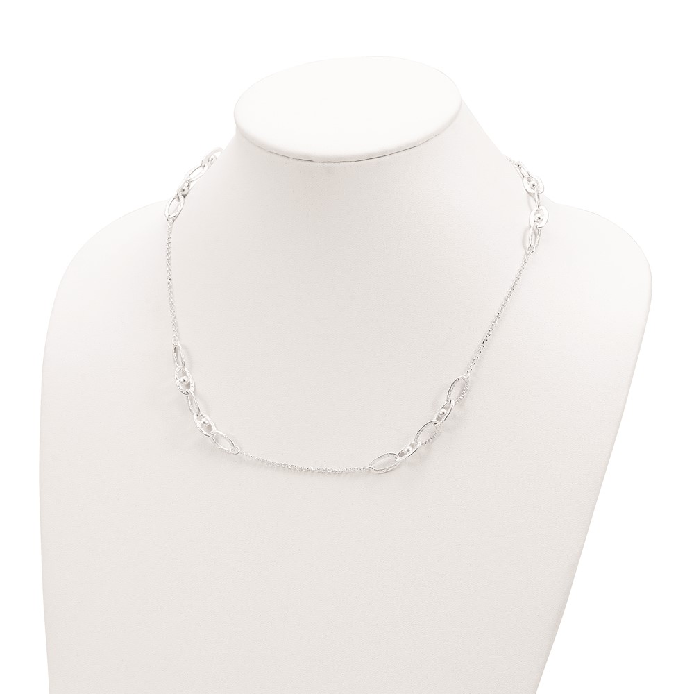 Sterling Silver Hammered Oval w/Beads Necklace (QG6038-20)