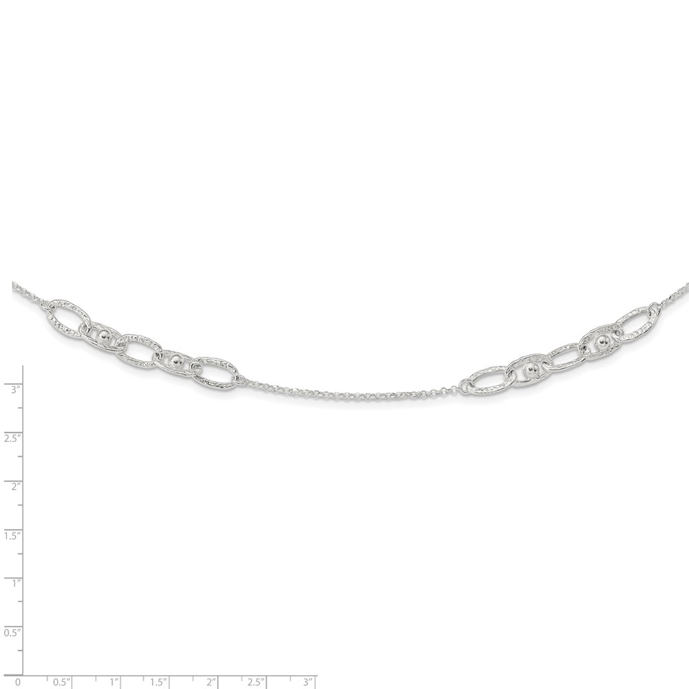 Sterling Silver Hammered Oval w/Beads Necklace (QG6038-20)