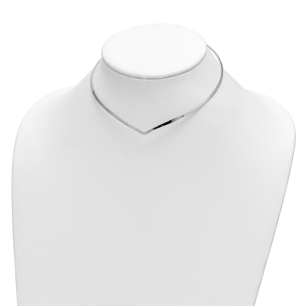 Sterling Silver Rhod. Polished V Cuff Necklace (QG6042-13.5)