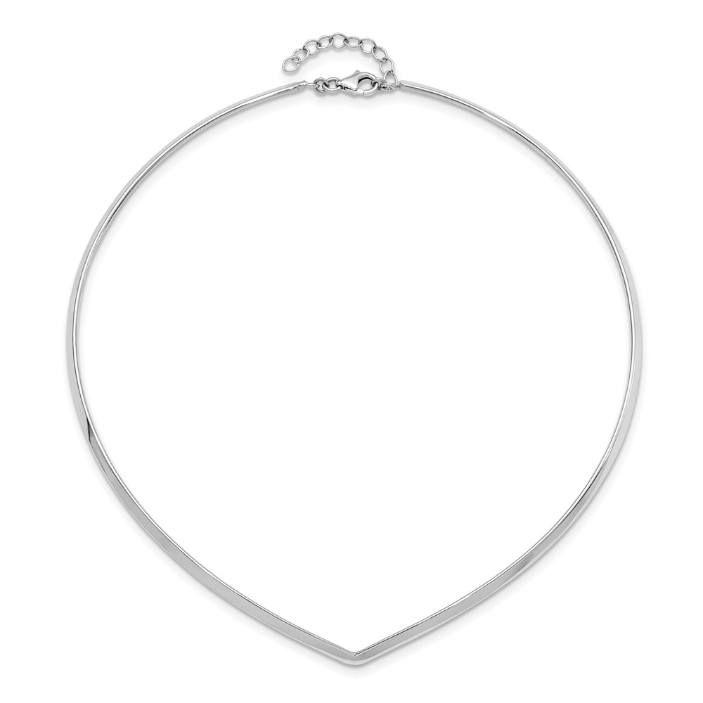 Sterling Silver Rhod. Polished V Cuff Necklace (QG6042-13.5)