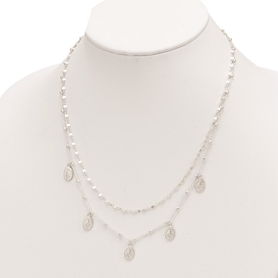 Sterling Silver Dbl Miraculous Medal w/2 in ext. Necklace