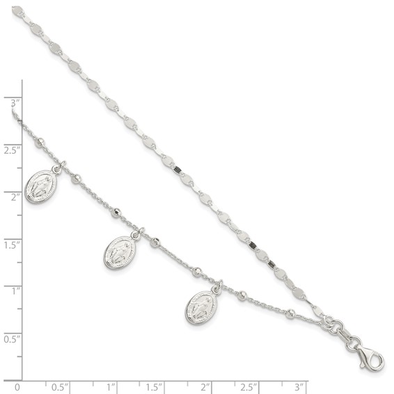Sterling Silver Dbl Miraculous Medal w/1 in ext. Bracelet