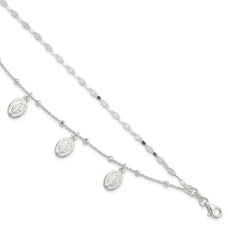 Sterling Silver Dbl Miraculous Medal w/1 in ext. Bracelet