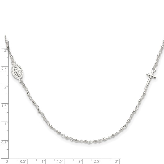 Sterling Silver Medal/Cross w/1.5in ext. Rosary Necklace