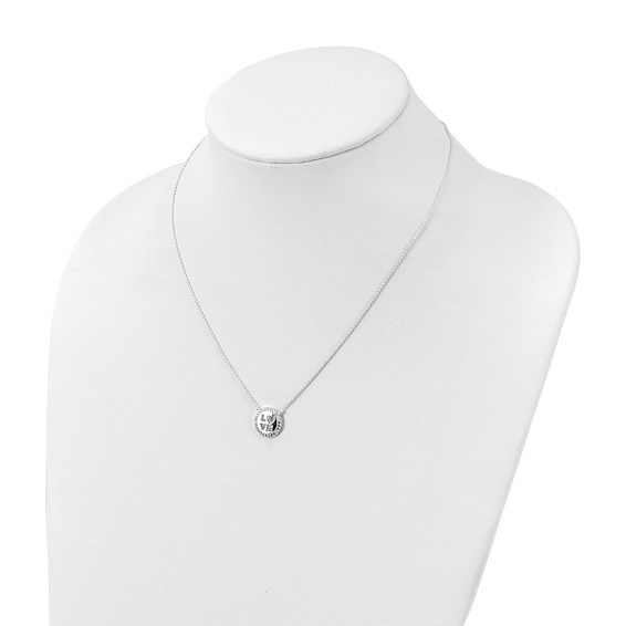 Sterling Silver Polished CZ Love Necklace