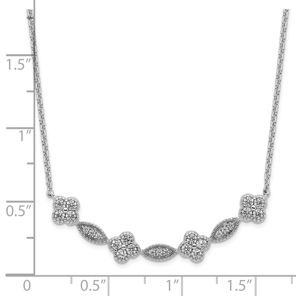 Sterling Silver Rhodium-plated Polished Fancy CZ Necklace (QG6103-17.75)