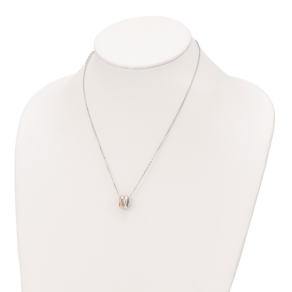 Sterling Silver Rose-tone CZ w/2 in ext. Necklace (QG6105-16)