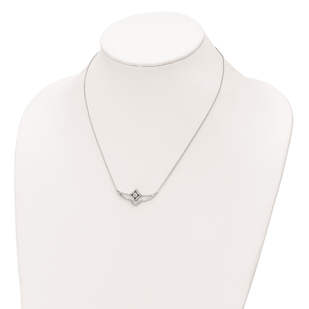 Sterling Silver Rhodium-plated Polished CZ Fancy Necklace (QG6111-17.75)