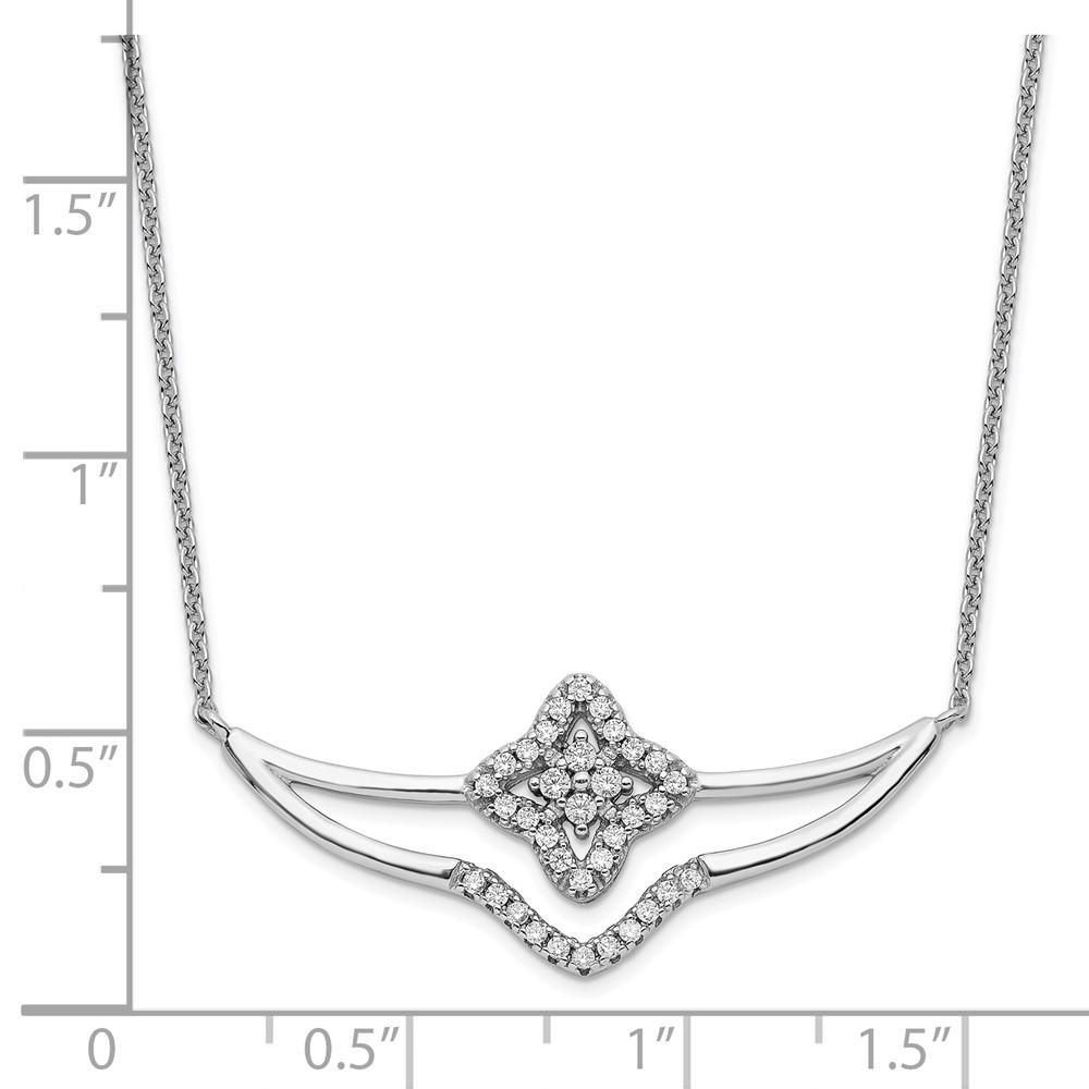 Sterling Silver Rhodium-plated Polished CZ Fancy Necklace (QG6111-17.75)