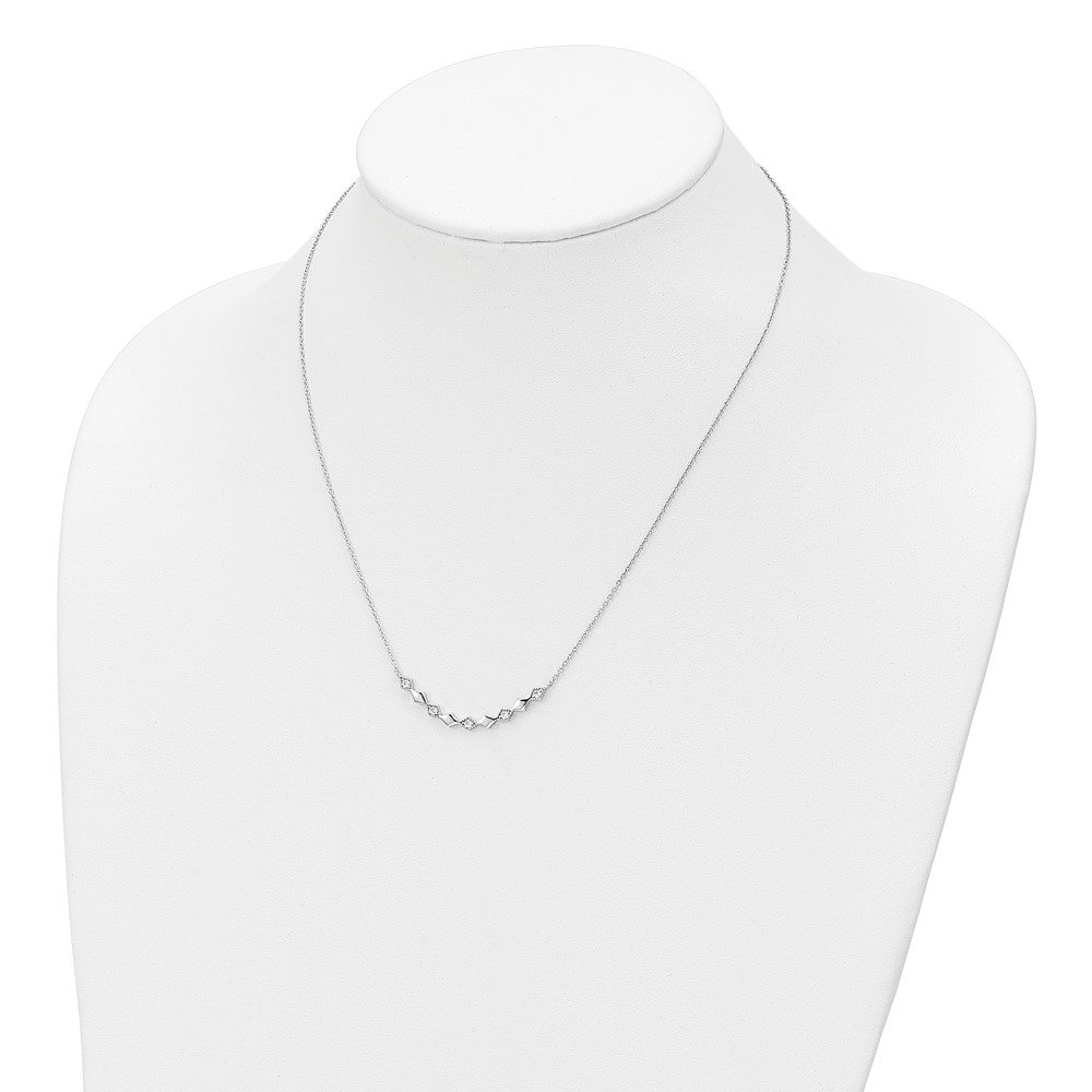 Sterling Silver Rhodium-plated Polished CZ Diamond Shapes 17.75in Necklace (QG6112-17.75)