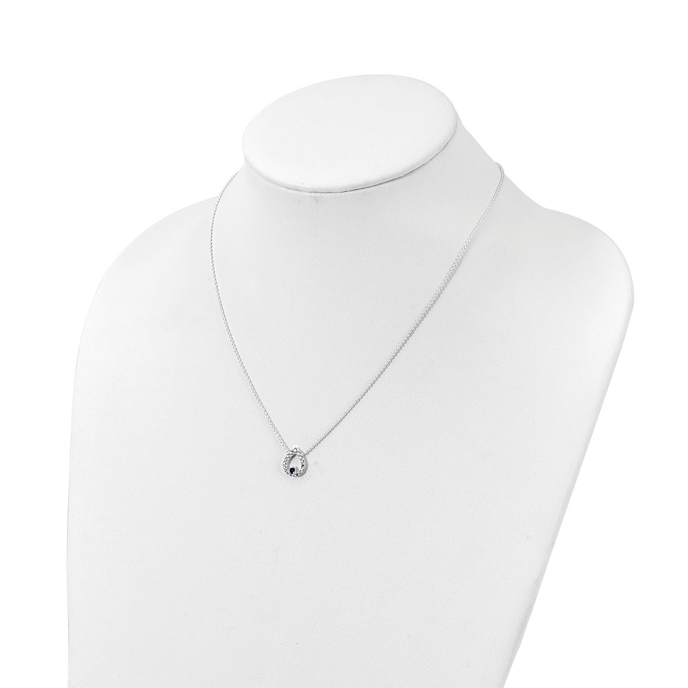Sterling Silver Polished CZ Teardrop Necklace (QG6114-18)