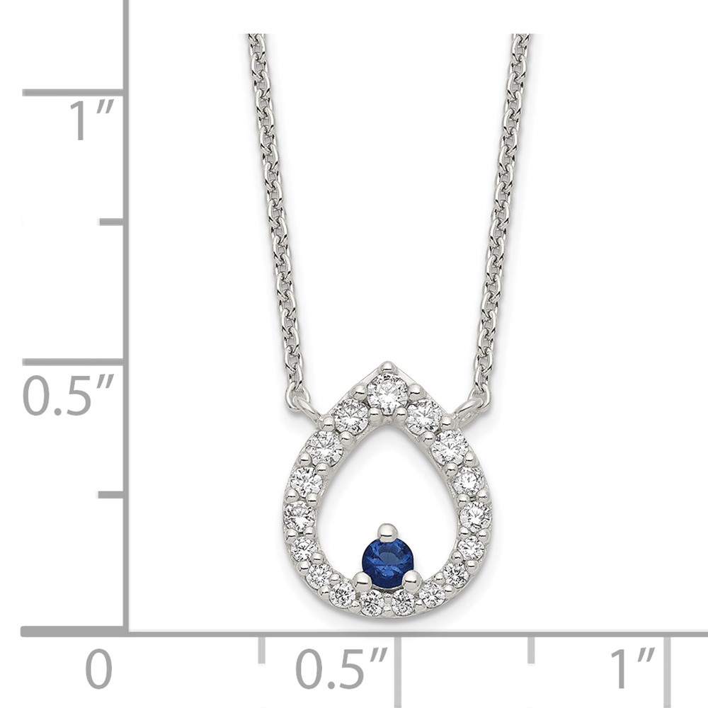 Sterling Silver Polished CZ Teardrop Necklace (QG6114-18)