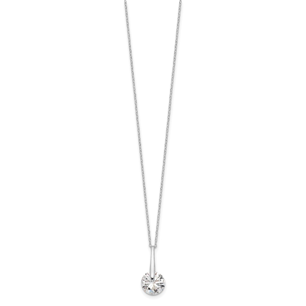 Sterling Silver Rhodium-plated Polished CZ Fancy 16in Plus 2in ext Necklace (QG6119-16)