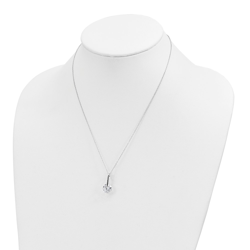 Sterling Silver Rhodium-plated Polished CZ Fancy 16in Plus 2in ext Necklace (QG6119-16)