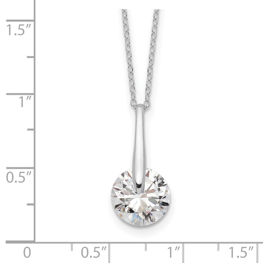 Sterling Silver Rhodium-plated Polished CZ Fancy 16in Plus 2in ext Necklace (QG6119-16)
