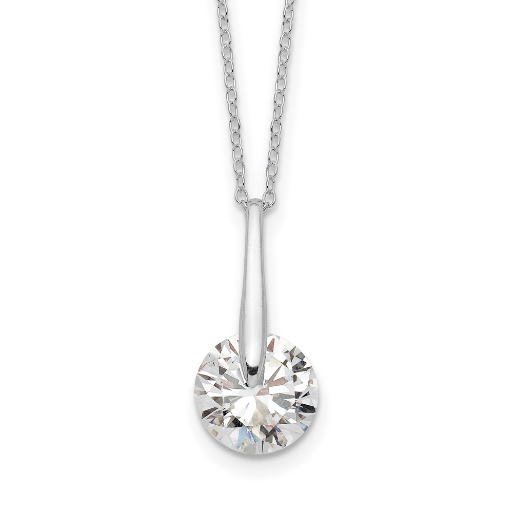 Sterling Silver Rhodium-plated Polished CZ Fancy 16in Plus 2in ext Necklace (QG6119-16)