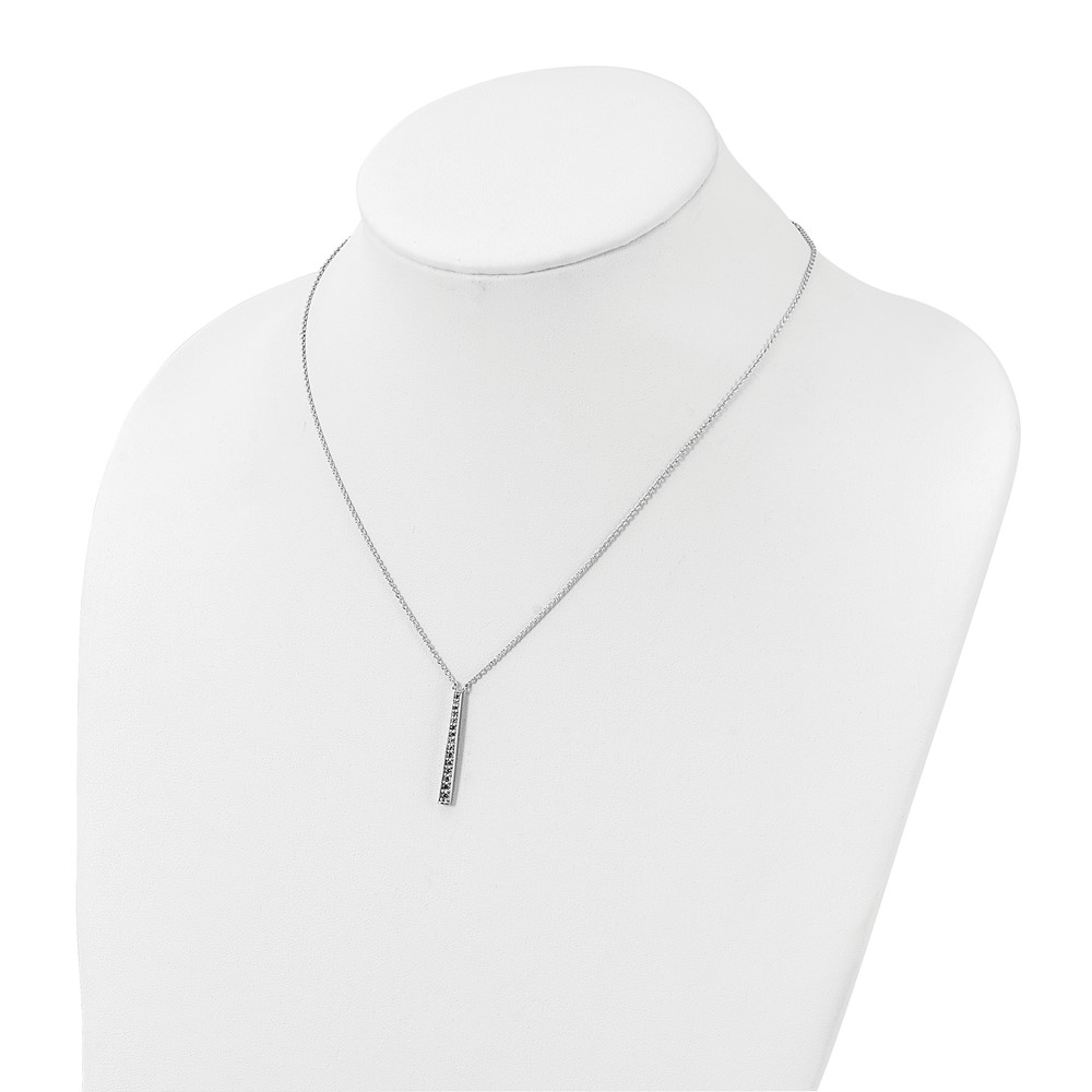 Sterling Silver Rhodium-plated Polished CZ Tapered Pendant Necklace (QG6122-17.5)