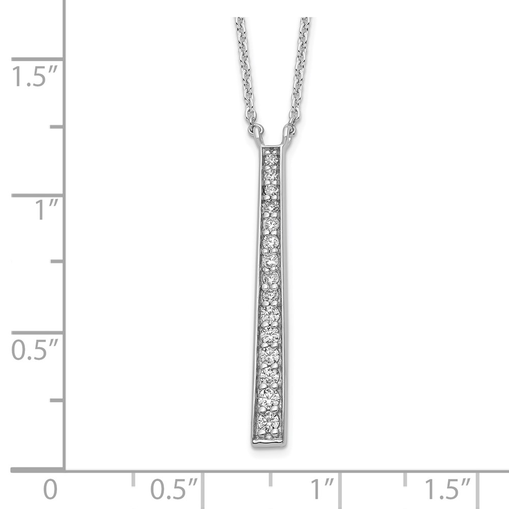 Sterling Silver Rhodium-plated Polished CZ Tapered Pendant Necklace (QG6122-17.5)