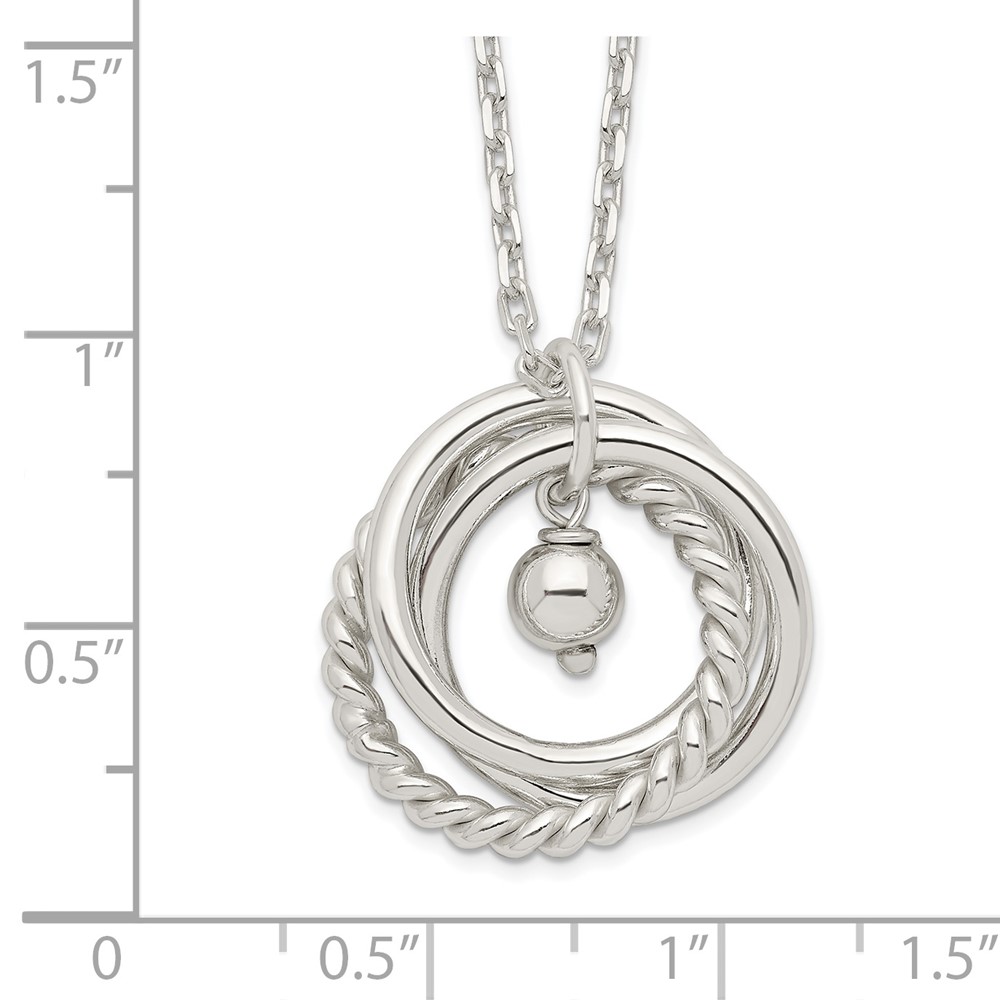 Sterling Silver 3-Circles Necklace (QG6123-16)