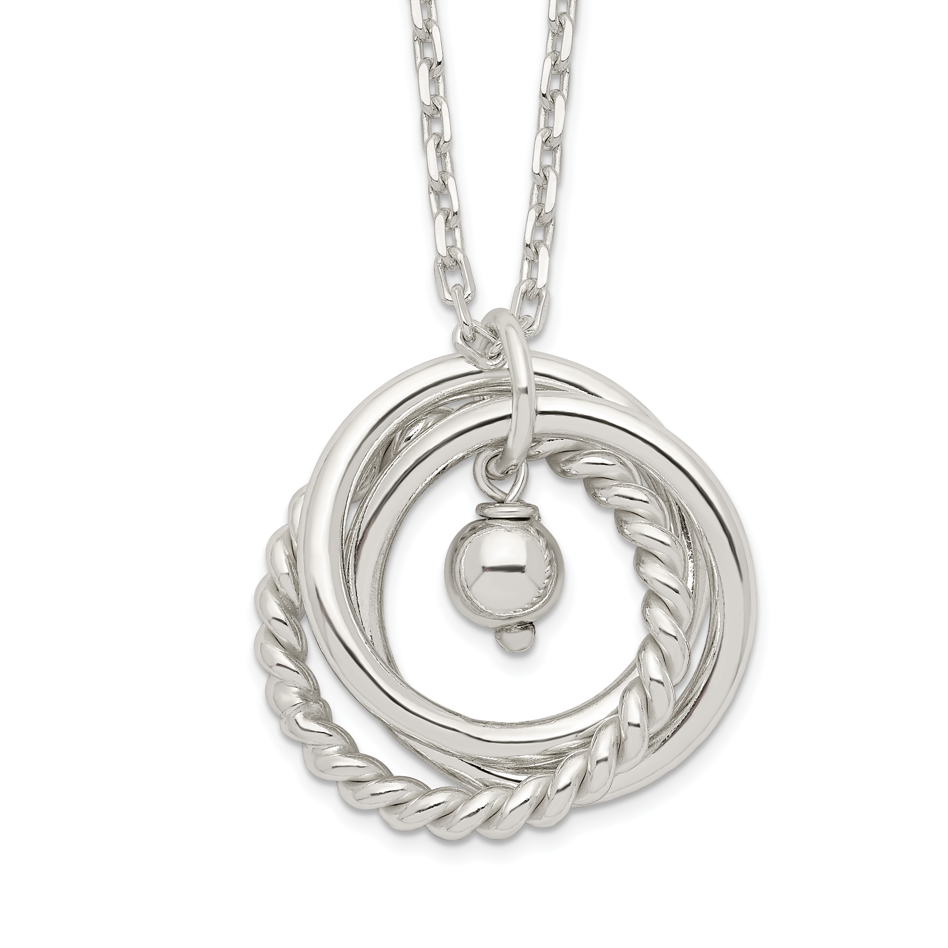 Sterling Silver 3-Circles Necklace (QG6123-16)