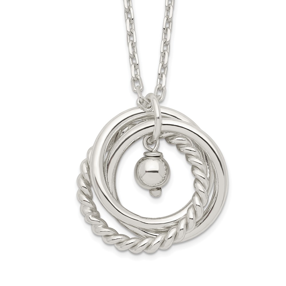 Sterling Silver 3-Circles Necklace (QG6123-16)