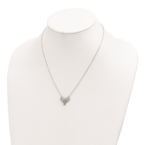 Sterling Silver Rhodium-plated Polished Nov. Bow CZ Birthstone Necklace