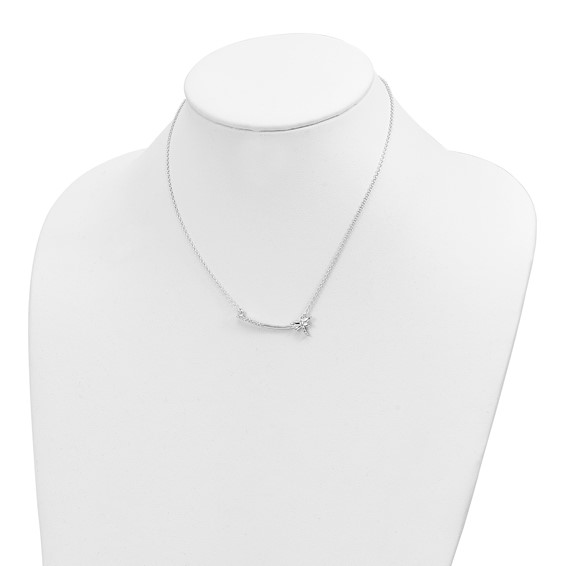 Sterling Silver CZ Dragonfly Bar Necklace