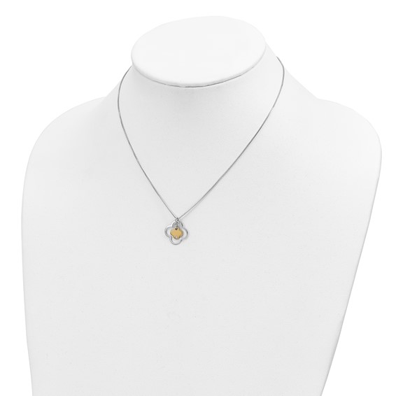 Afflordable Expressions Sterling Silver Gold-tone CZ Floral 15.75 Inch Necklace