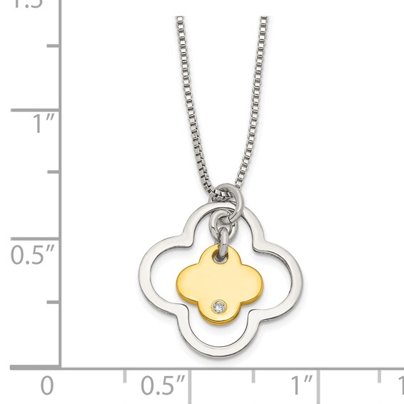 Afflordable Expressions Sterling Silver Gold-tone CZ Floral 15.75 Inch Necklace