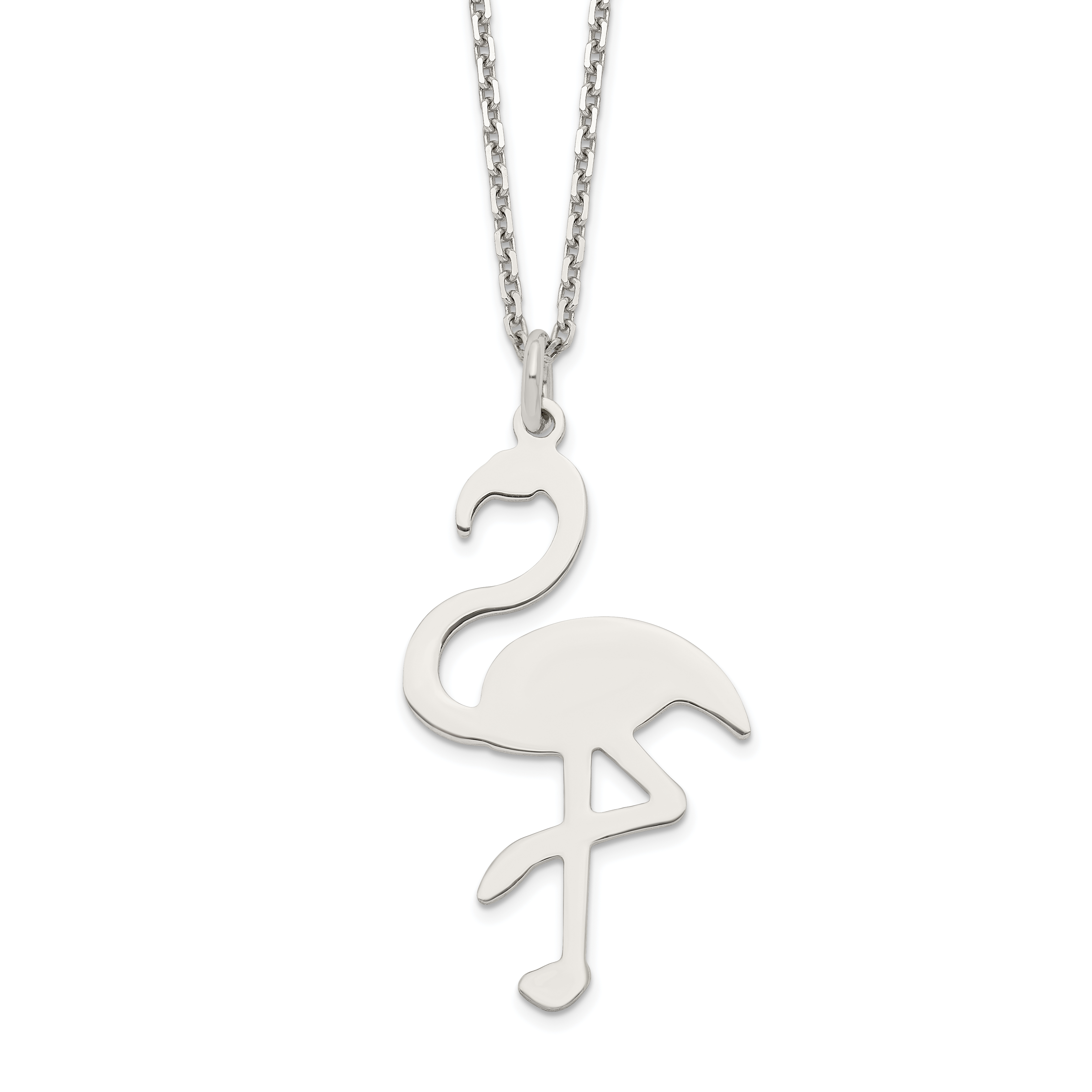 Sterling Silver Polished Flamingo Necklace (QG6166-16)