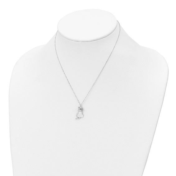 Sterling Silver Rhodium-plated CZ Dog Necklace