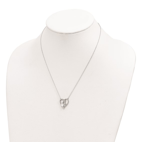 Sterling Silver Rhodium-plated Polished CZ Cats w/2 in ext. Necklace